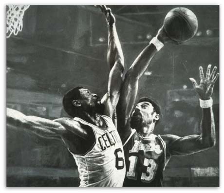 Wilt the stilt Chamberlain, Bill Russell by Stephen Holland