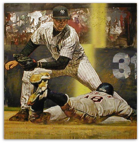 Derek Jeter making the tag by Stephen Holland