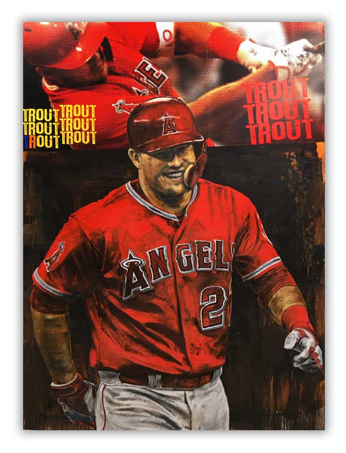 Mike Trout painted by aritst to baseballs greats Stephen Holland. 
