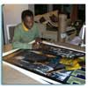 Pele signing paiting by Stephen Holland