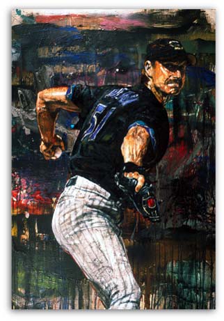 Randy Johnson Baseball by Stephen Holland